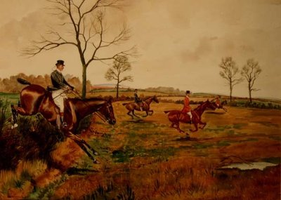 Jagt i fuld galop (akvarel på papir) af George Derville Rowlandson