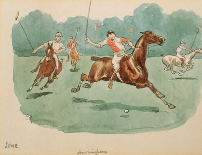 Juni måned: Polo (pen og blæk og wc på papir) af George Derville Rowlandson
