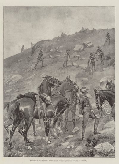 Trooper fra Imperial Light Horse holder opladere under et angreb af George Derville Rowlandson