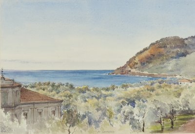 Ved San Remo, der ser mod vest, 29. november 1877 (wc på papir) af George Douglas Tinling
