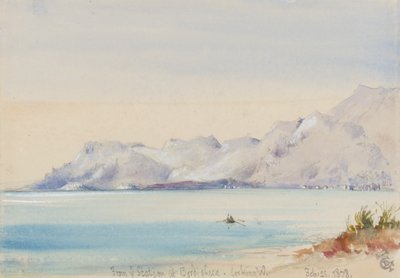 Fra jer station i Bordighera, med udsigt mod vest, 25. februar 1878 (wc på papir) af George Douglas Tinling