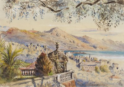 San Remo, 12. januar 1878 (wc på papir) af George Douglas Tinling