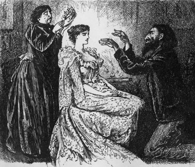 Svengalis hypnose af Trilby, illustration fra 