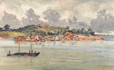 Inner Harbour, S Side, Singapore, ca. 1859-62 (akvarel) af George E.L.S. Sanford