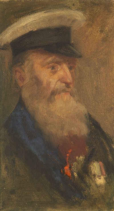 Portræt af W. Barnes, 97., ca. 1920 (olie på panel) af George Edmund Butler