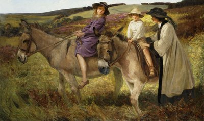 To børn, der rider på æsler på kanten af en hede af George Edmund Butler