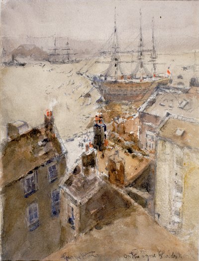 On the Tyne, North Shields (blyant og akvarel på papir (klisteret på bord)) af George Edward Horton
