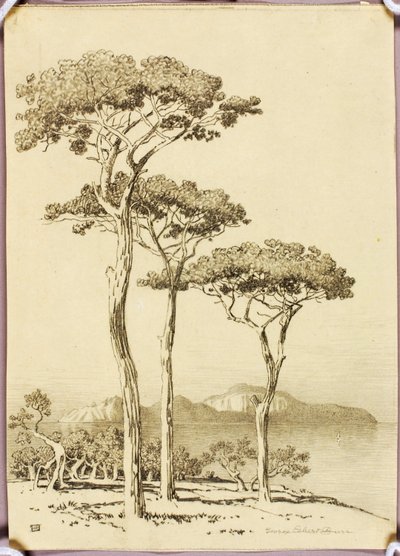Uden titel (overføringstegning til Capri fra Sorrento) af George Elbert Burr