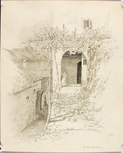 Uden titel (overføringstegning til Landsbygade, Luganosøen, Italien [nr. 1]) af George Elbert Burr