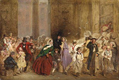 En skitse til The General Post Office, One Minute to Six, 1860 af George Elgar Hicks