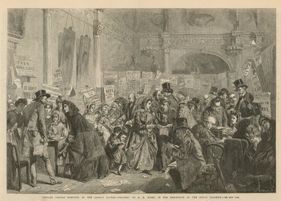 Valg af forældreløse spædbørn i London Tavern (gravering) af George Elgar Hicks