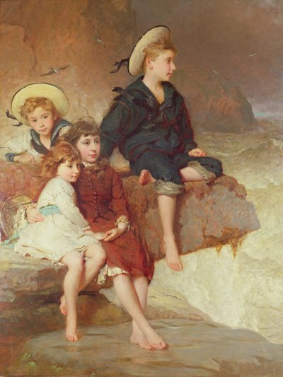 Sir Hussey Vivians børn ved havet af George Elgar Hicks