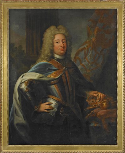 Portræt af Frederik I (Frederik I) (1676-1751) Konge af Sverige og Prins af Finland - Maleri af Georg Engelhard Schröder (1684-1750), olie på lærred (143x114,5 cm) af George Engelhardt Schroeder