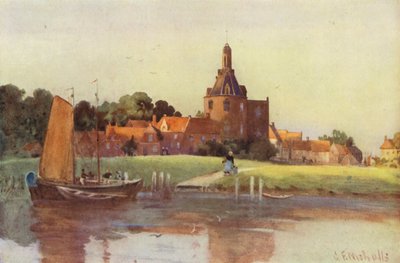 Udsigt i byen Enkhuizen af George Franck Nicholls