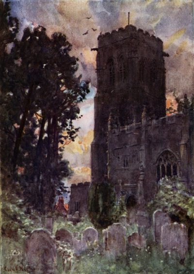 Liskeard Church (farve litho) af George Franck Nicholls