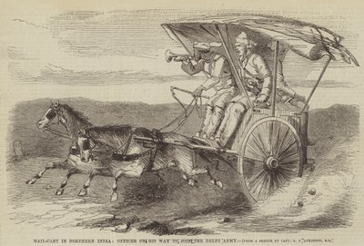 Postvogn i det nordlige Indien, officer på vej til Delhi-hæren af George Francklin Atkinson