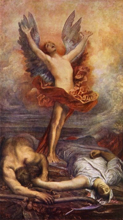 Love Triumphant (farve litho) af George Frederick (after) Watts