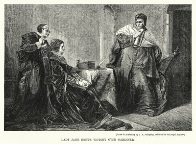 Lady Jane Greys sejr over Gardiner (gravering) af George Frederick Folingsby