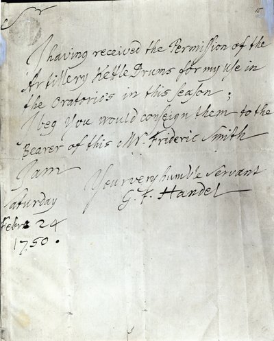 Brev fra George Frederick Handel dateret den 24. februar 1750 af George Frederick Handel