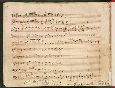 Originalt partitur af den sidste folio fra operaen 