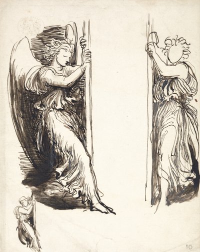 Studies for Angels in The Court of Death (pen og brunt blæk over grafit) af George Frederick Watts