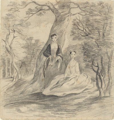 To piger i et landskab af George Frost