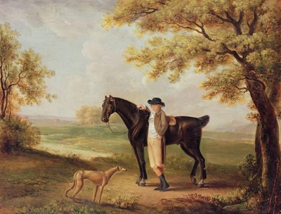 Hest, rytter og whippet af George Garrard