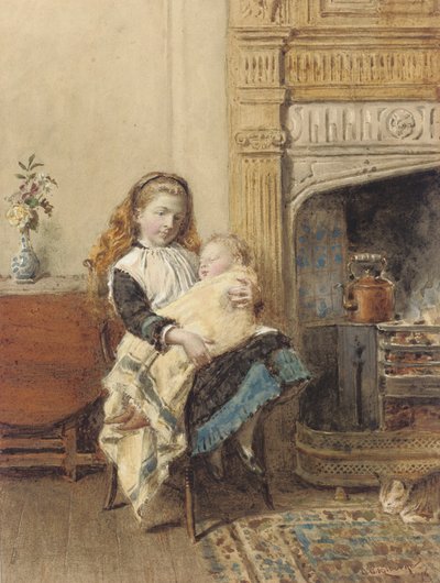 Minding Baby, 1896 af George Goodwin Kilburne