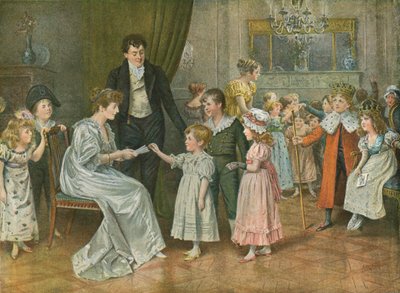 Tolvte-nat: Børnefesten. Lodtrækning om tolvte-nat-karakterer af George Goodwin Kilburne