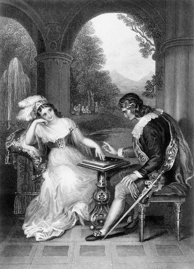 Illustration fra et værk af George Gordon Byron (1788-1824), kobberstik, fra Lord Byrons samlede værker af George Gordon Byron