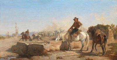 En Buttero, der vander sin hest i den romerske Campagna, 1853 af George Hemming Mason