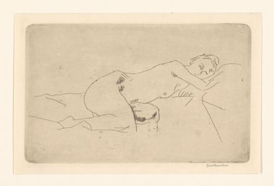 Liggende nøgen kvinde af George Hendrik Breitner (signed by artist)
