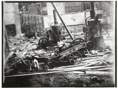 Byggeplads for det kommunale bade- og svømmeanlæg på Heiligeweg i Amsterdam af George Hendrik Breitner