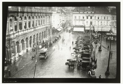 Udsigt over Bruxelles-Nord Station og Place Rogier i Bruxelles af George Hendrik Breitner