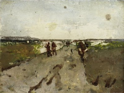 Landskab nær Waalsdorp, med soldater på manøvre af George Hendrik Breitner