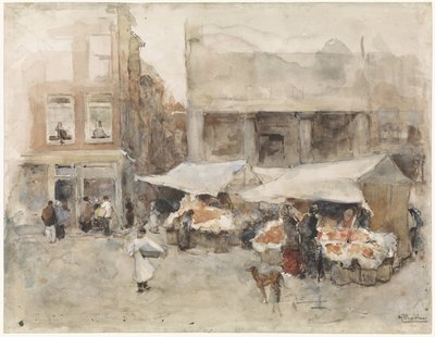 Marked med blomsterboder af George Hendrik Breitner