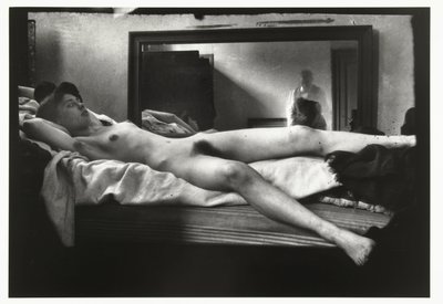 Portræt af en kvindelig nøgen med den fotograferende Breitner i spejlet af George Hendrik Breitner