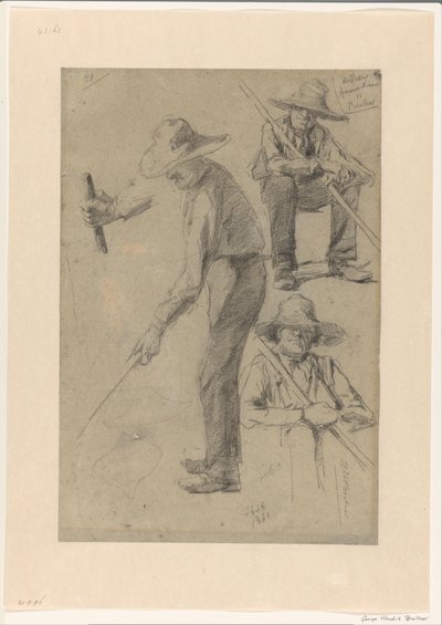 Skitseark med studier af en gartner af George Hendrik Breitner