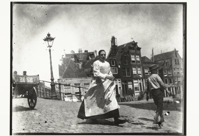 Gadeudsigt ved krydset Lindengracht Lijnbaansgracht i Amsterdam af George Hendrik Breitner