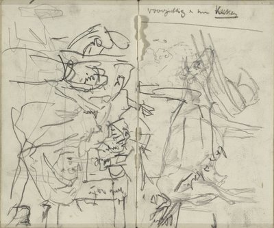Studieark med figurer og en ko af George Hendrik Breitner