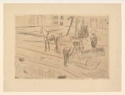 Arbejde på byggepladsen Sint Agnietenstraat i Amsterdam af George Hendrik Breitner