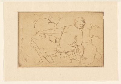 Siddende kvinde halvnøgen af George Hendrik Breitner