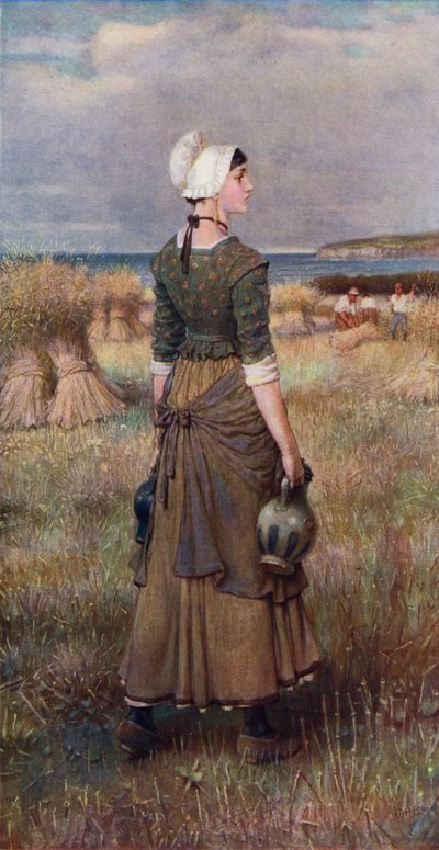 Evangeline (farve litho) af George Henry (after) Boughton