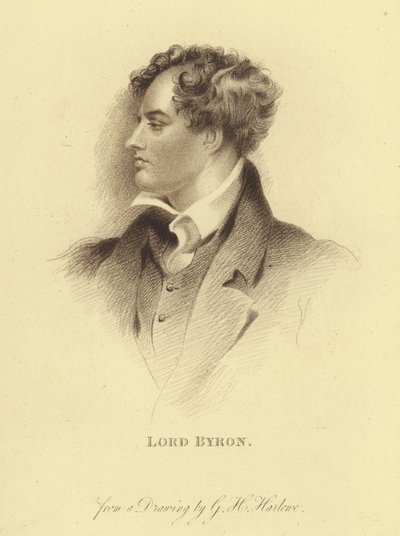 Portræt af Lord Byron (gravering) af George Henry (after) Harlow