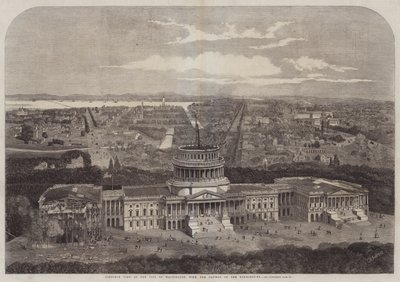 Fuglesigte over byen Washington, med Capitol i forgrunden af George Henry Andrews
