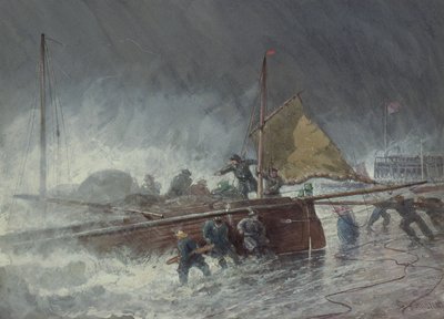 Deal Lugger Udsætter i en Storm af George Henry Andrews