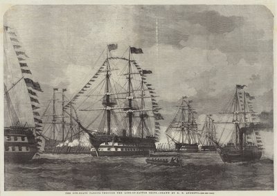 Gun-Boats, der passerer gennem Line-of-Battle-skibene af George Henry Andrews