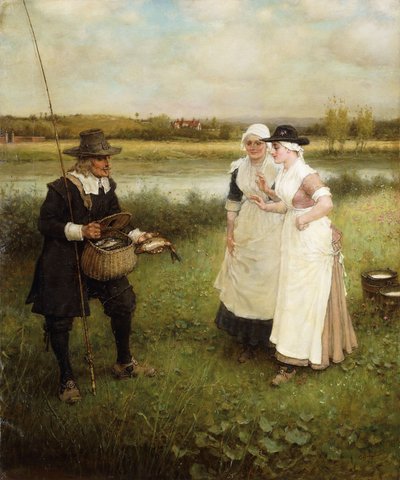 Isaac Walton and the Milkmaids, 1888 af George Henry Boughton