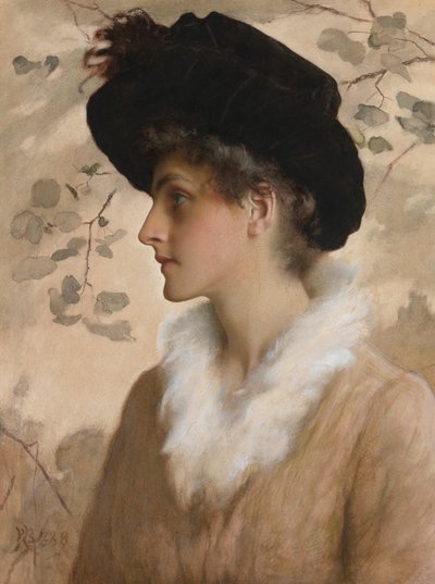 Portrait of a Lady, 1888 (wc med kropsfarve på papir) af George Henry Boughton
