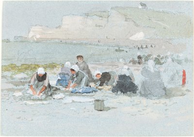 Vaskekvinder på stranden ved Etretat af George Henry Boughton